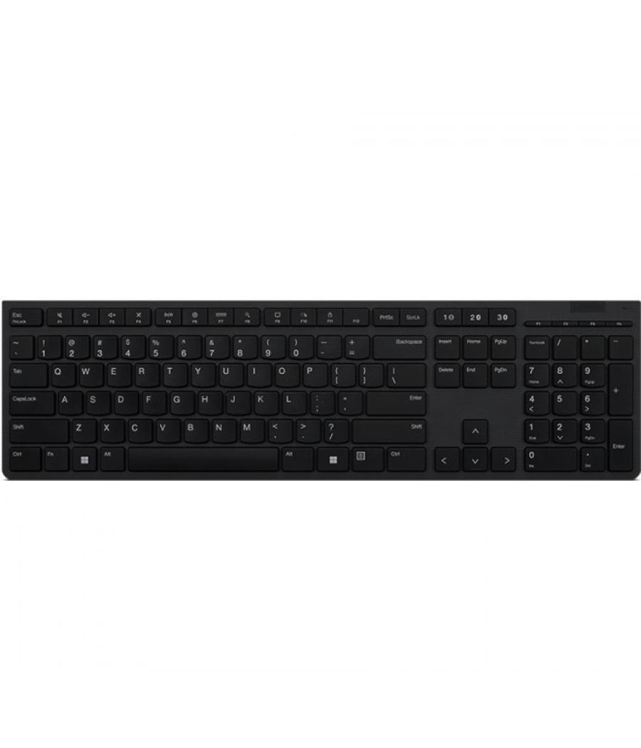 Teclado lenovo wireless + bluetooth recargable (ambie sin problemas hasta 3 dispositivos a través del dongle unificado 2.4g o bl