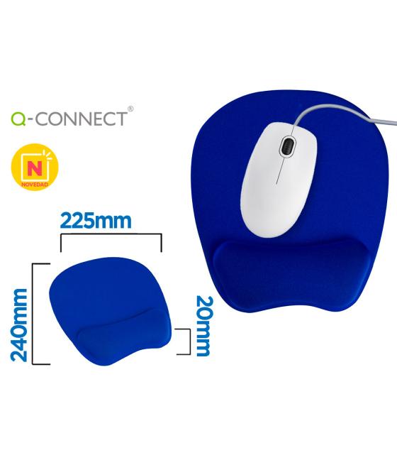 Alfombrilla para raton q-connect con reposamuñecas ergonomica de gel color azul 225x240x20 mm