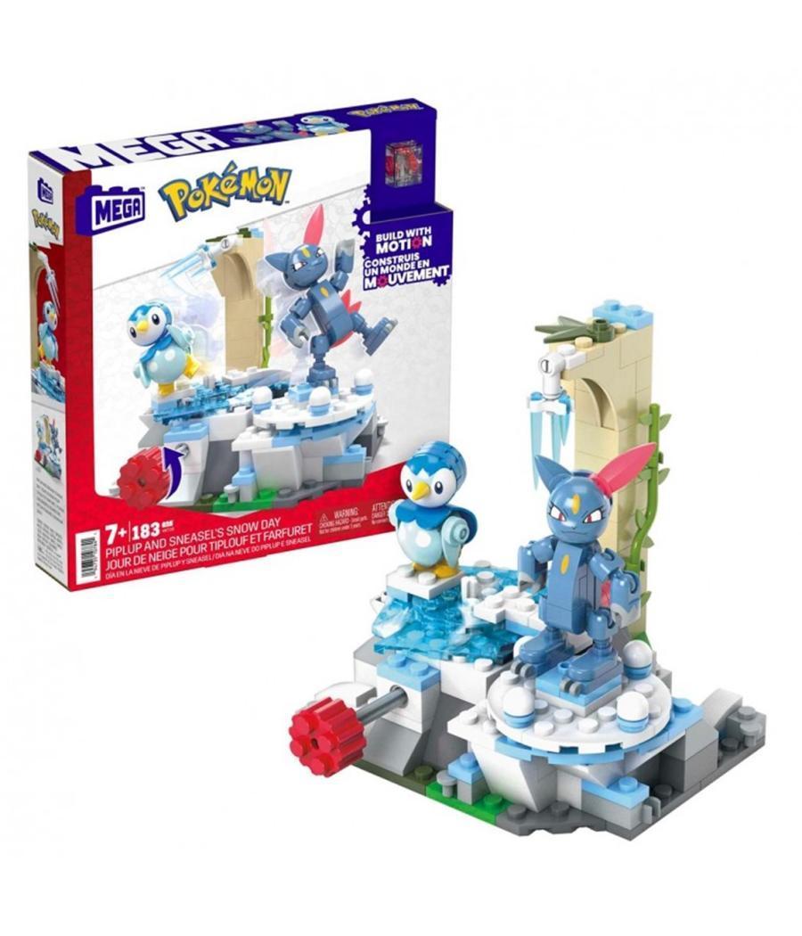 Figura mattel mega construx pokemon piplup y sneasel se relajan