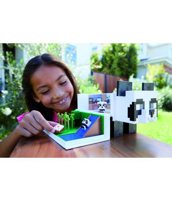 Figura mattel minecraft mob head mini panda casa de juegos