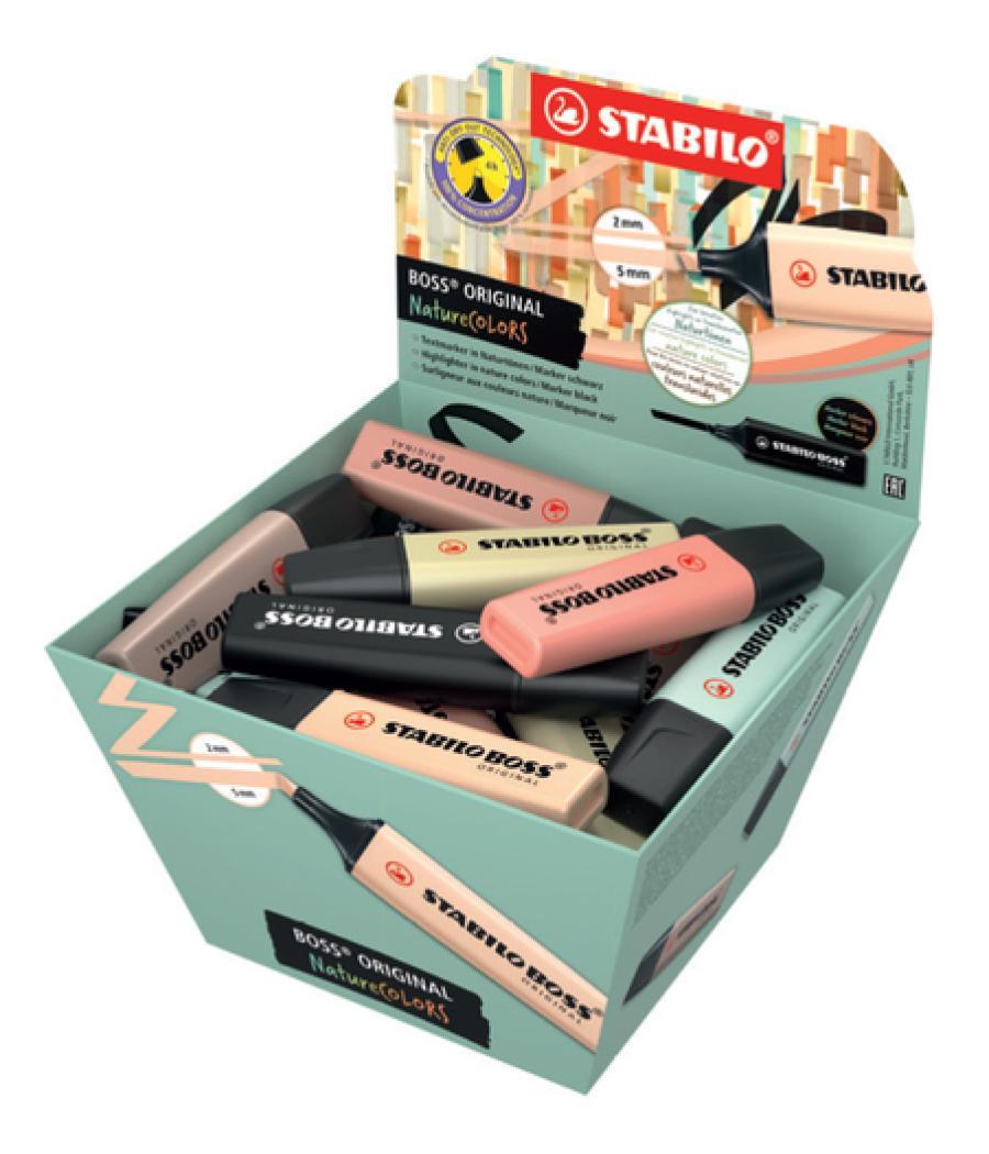 Rotulador stabilo boss pastel fluorescente 70 nature colors expositor cesta de 30 unidades colores surtidos
