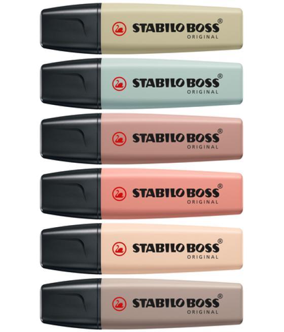 Rotulador stabilo boss pastel fluorescente 70 nature colors estuche de 6 unidades colores surtidos