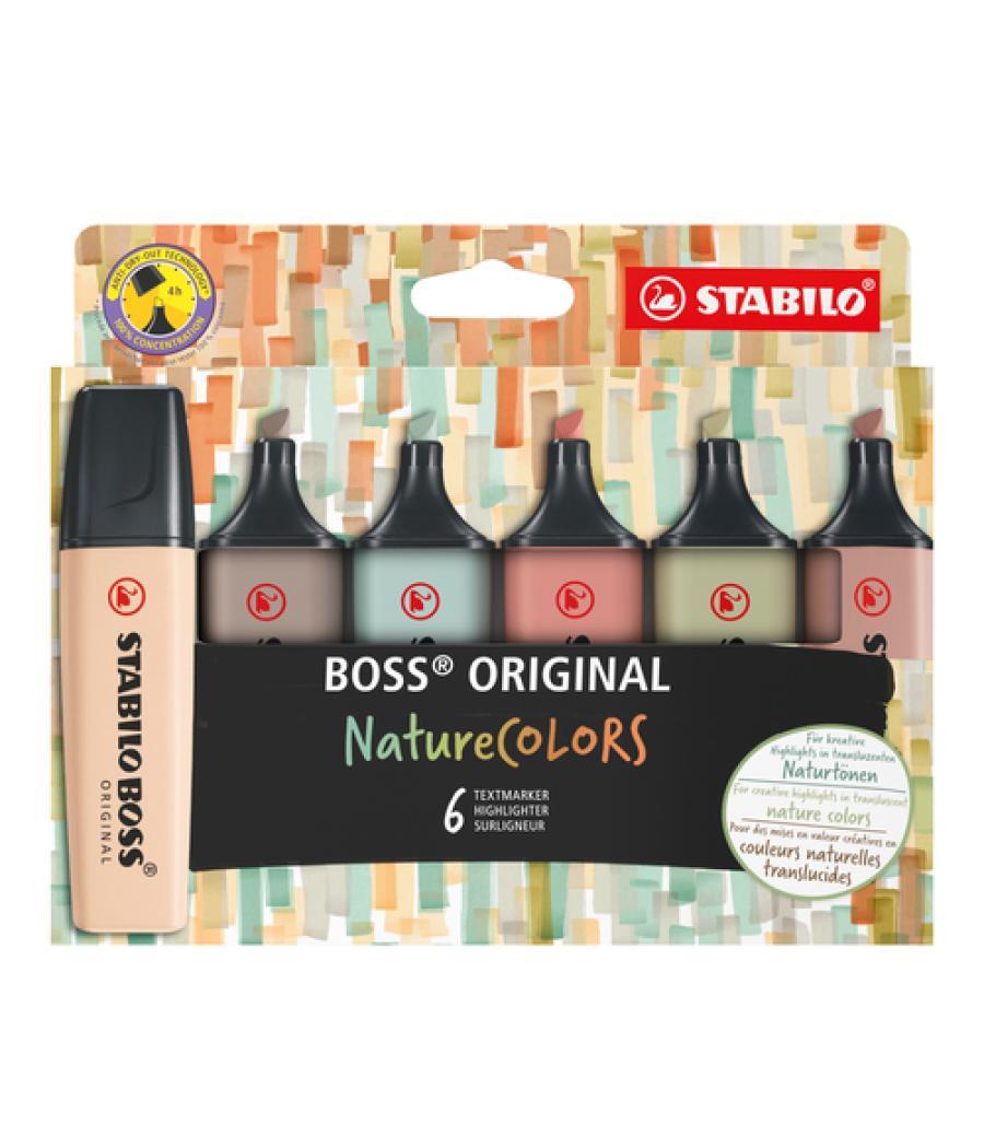 Rotulador stabilo boss pastel fluorescente 70 nature colors estuche de 6 unidades colores surtidos