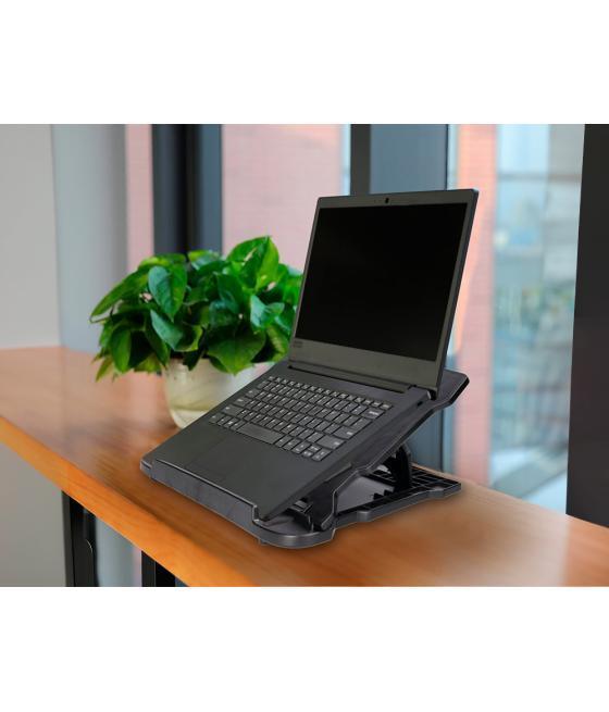 Soporte q-connect para portatil hasta 17\" ajustable 7 angulos diferentes color negro 260x280x60 mm