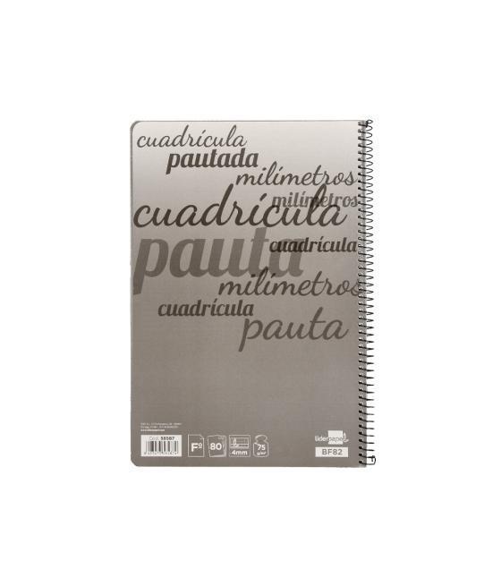 Cuaderno espiral liderpapel folio pautaguia tapa dura 80h 75 gr cuadro pautado 4mmcon margen colores surtidos