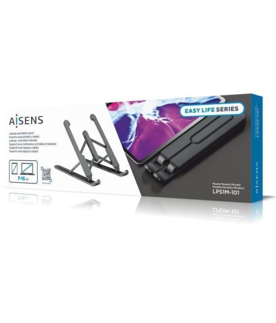Soporte aisens lps1m-101 para portátil/ tablet hasta 15'/ gris oscuro