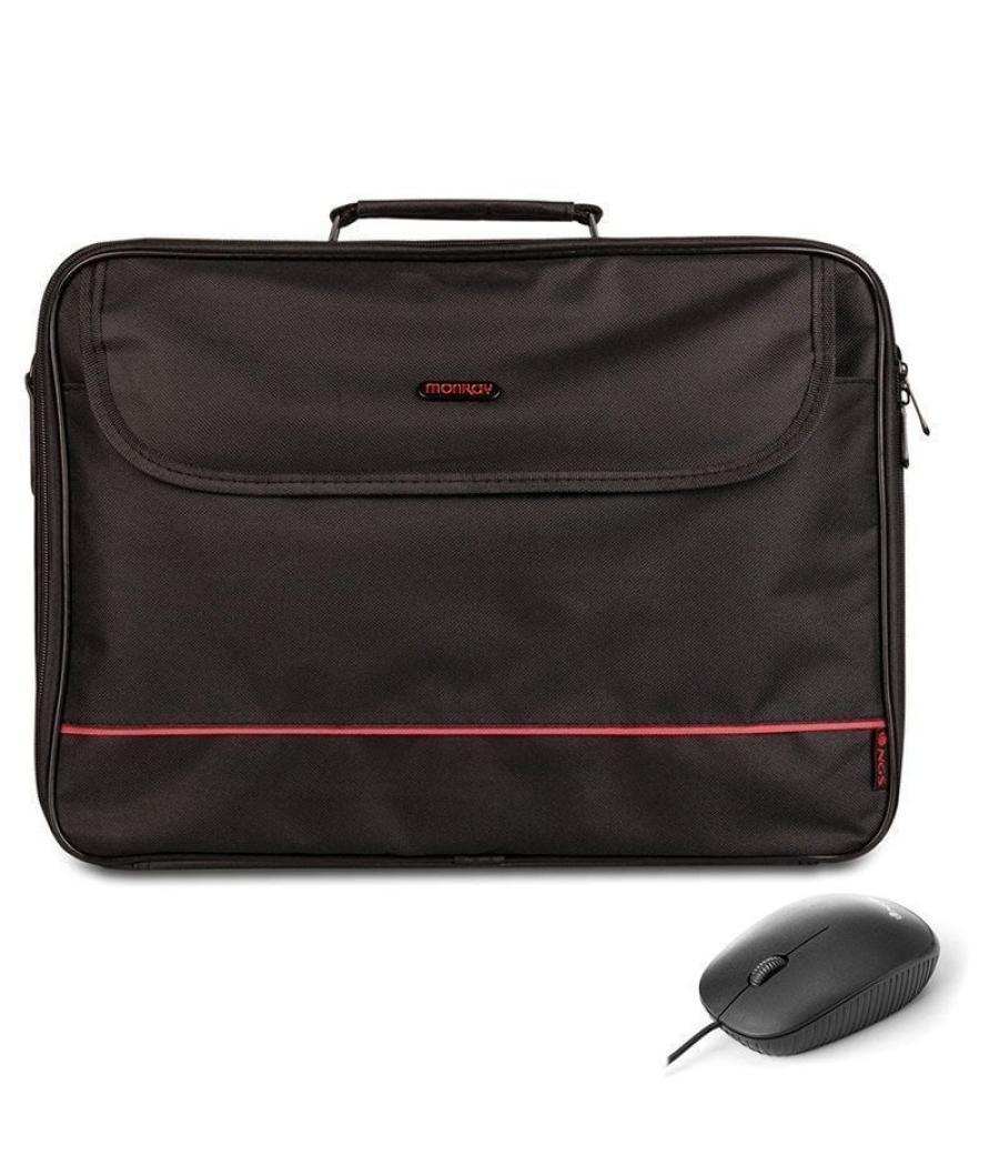 Maletín + ratón monray bureau kit para portátiles hasta 16'/ negro
