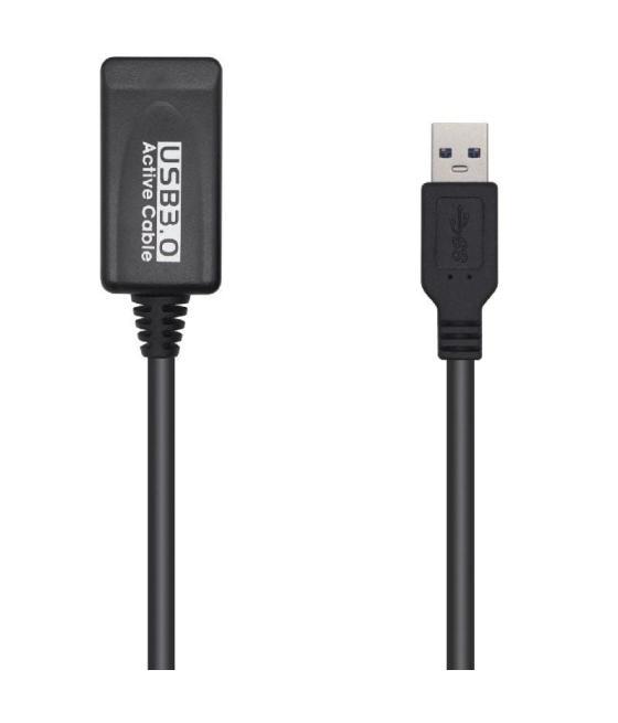 Cable alargador usb 3.0 con amplificador aisens a105-0525/ usb macho - usb hembra/ hasta 9w/ 625mbps/ 5m/ negro