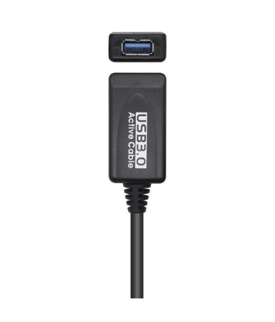 Cable alargador usb 3.0 con amplificador aisens a105-0525/ usb macho - usb hembra/ hasta 9w/ 625mbps/ 5m/ negro