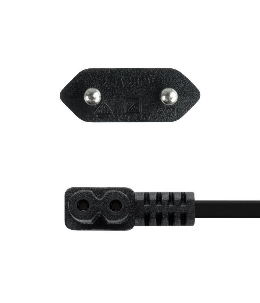 Cable alimentación acodado nanocable 10.22.0503/ cee7/16 macho - c7 hembra/ 3m/ negro