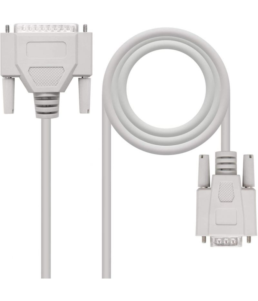 Cable serie null modem nanocable 10.14.0802/ db9 hembra - db25 macho/ 1.8m/ beige