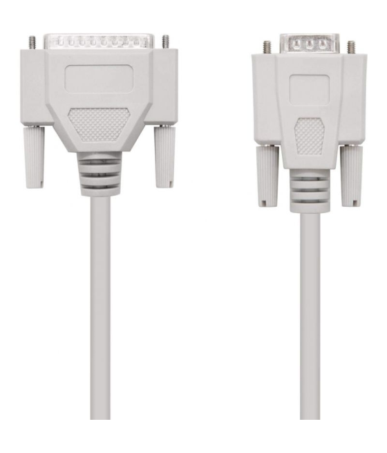 Cable serie null modem nanocable 10.14.0802/ db9 hembra - db25 macho/ 1.8m/ beige