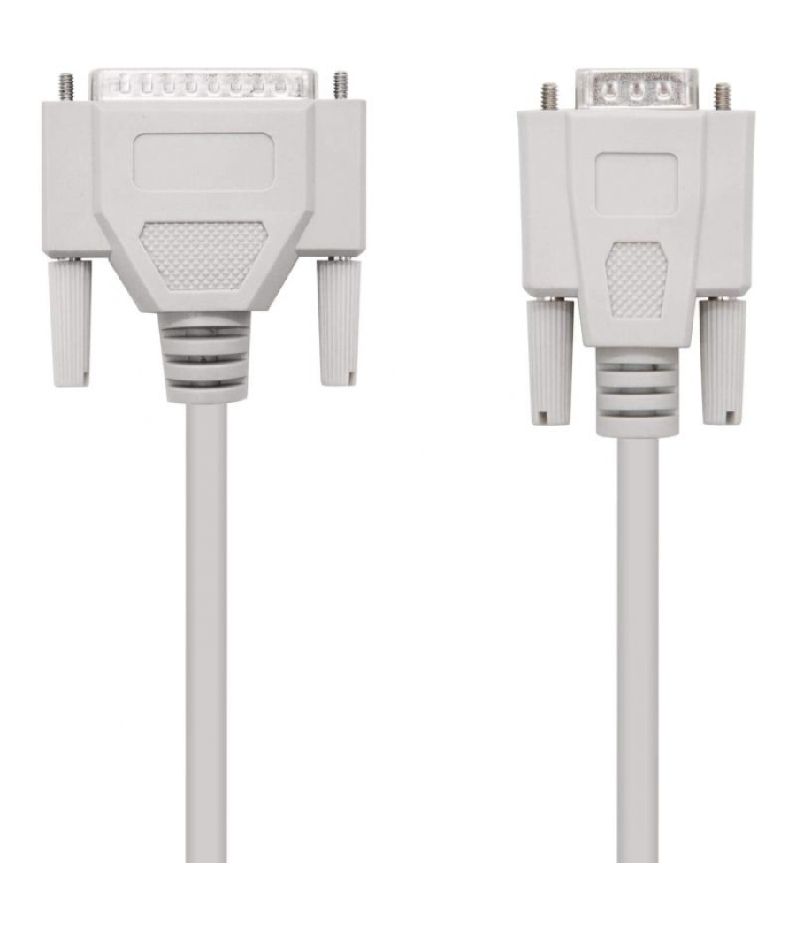Cable serie null modem nanocable 10.14.0802/ db9 hembra - db25 macho/ 1.8m/ beige