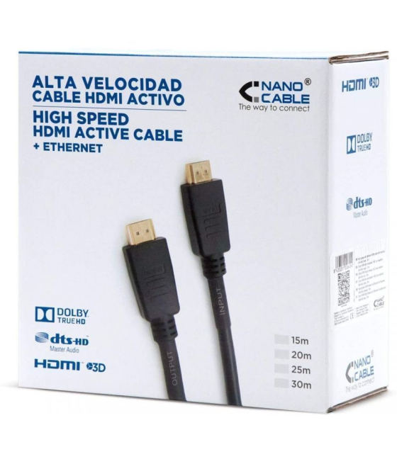 Cable hdmi 1.4 nanocable 10.15.1820/ hdmi macho - hdmi macho/ 20m/ negro