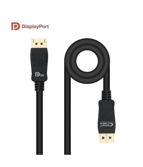Cable displayport 1.4 8k nanocable 10.15.2500/ displayport macho - displayport macho/ 50cm/ certificado/ negro