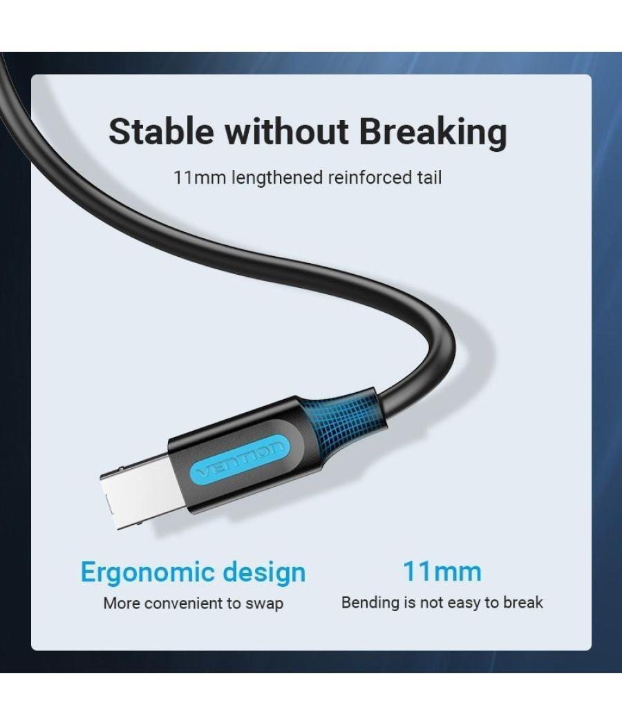 Cable usb 2.0 impresora vention coqbf/ usb tipo-b macho - usb macho/ 480mbps/ 1m/ negro