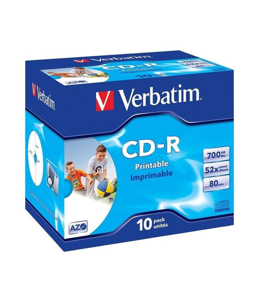 Cd-r verbatim azo imprimible 52x/ caja-10uds