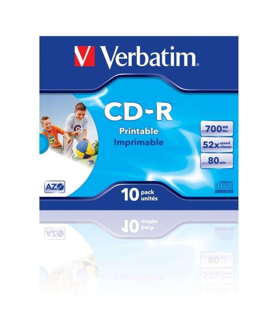 Cd-r verbatim azo imprimible 52x/ caja-10uds