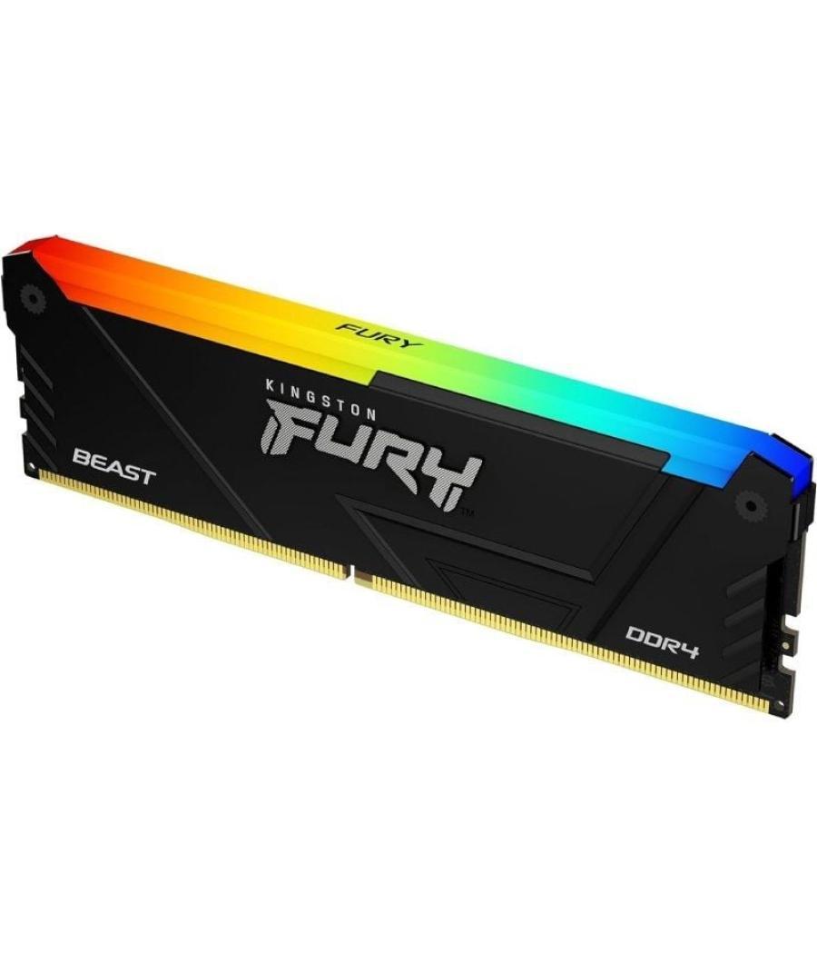 Memoria ram kingston fury beast rgb 16gb/ ddr4/ 3200mhz/ 1.35v/ cl16/ dimm