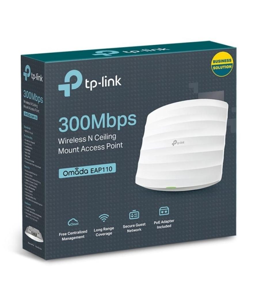 Punto de acceso inalámbrico tp-link eap110 poe 300mbps/ 2.4ghz/ antenas de 4dbi/ wifi 802.11n/b/g