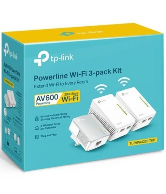 Adaptador powerline tplink wpa4220tkit 500mbps/ alcance 300m/ pack de 3