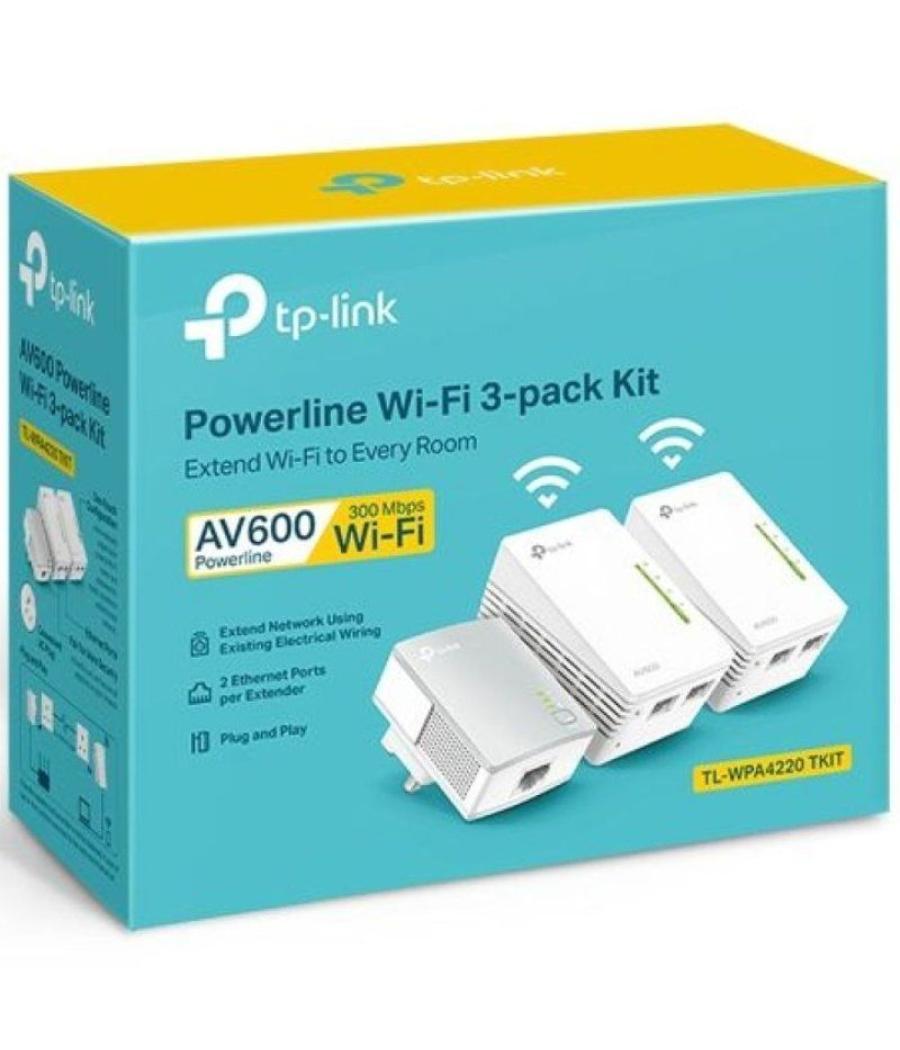 Adaptador powerline tplink wpa4220tkit 500mbps/ alcance 300m/ pack de 3
