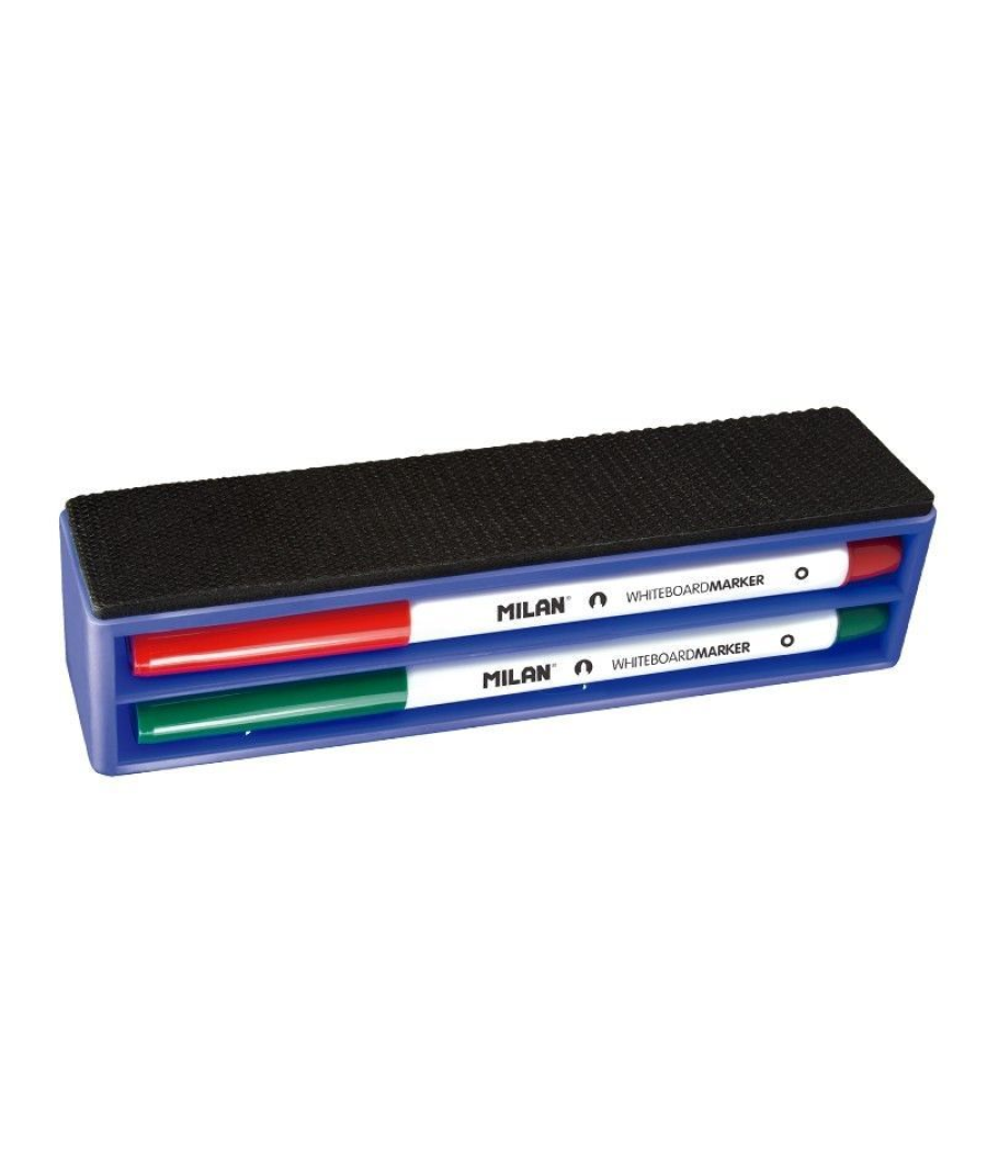 Pack milan 165894/ borrador de pizarra magnético + 4 rotuladores para pizarra/ 3.7mm/ colores surtidos