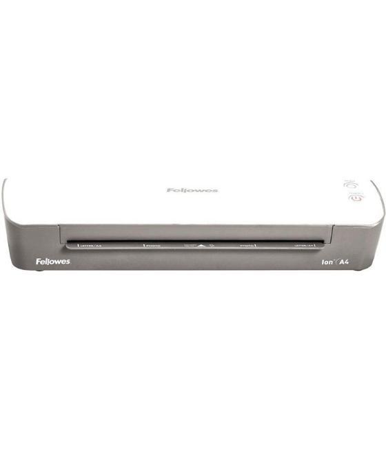 Plastificadora fellowes ion a4 4560001/ hasta a4 y 80-125 micras/ blanca y gris