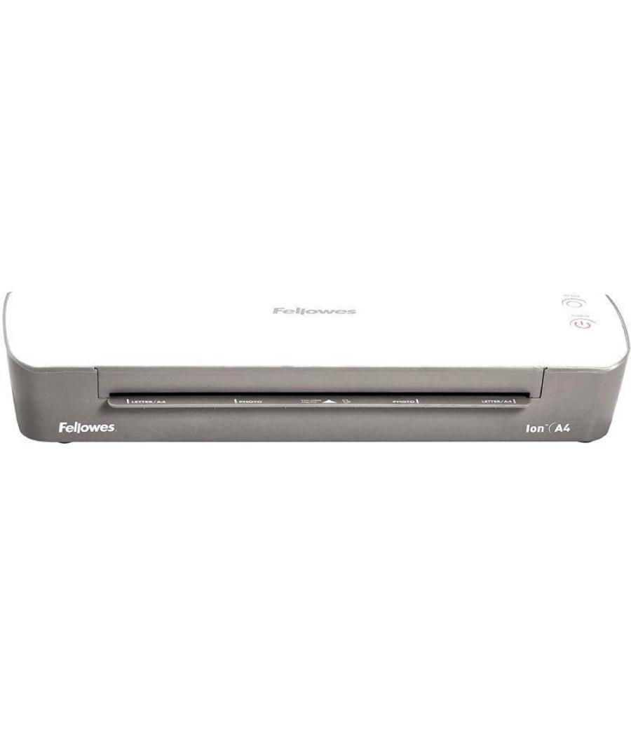 Plastificadora fellowes ion a4 4560001/ hasta a4 y 80-125 micras/ blanca y gris