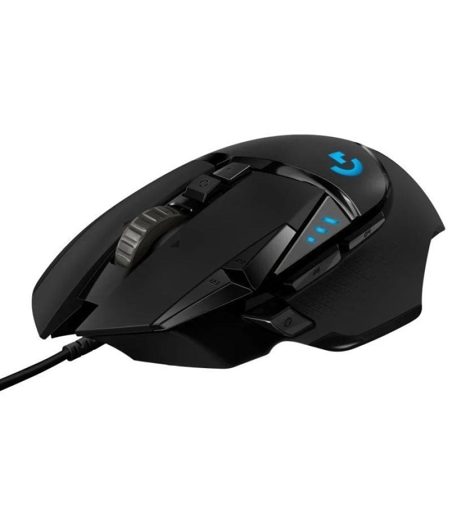 Ratón gaming logitech g502 hero/ hasta 25600 dpi/ negro