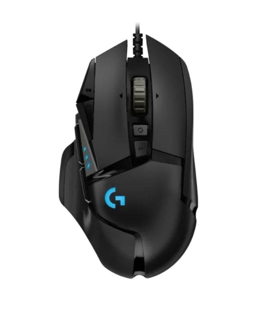 Ratón gaming logitech g502 hero/ hasta 25600 dpi/ negro