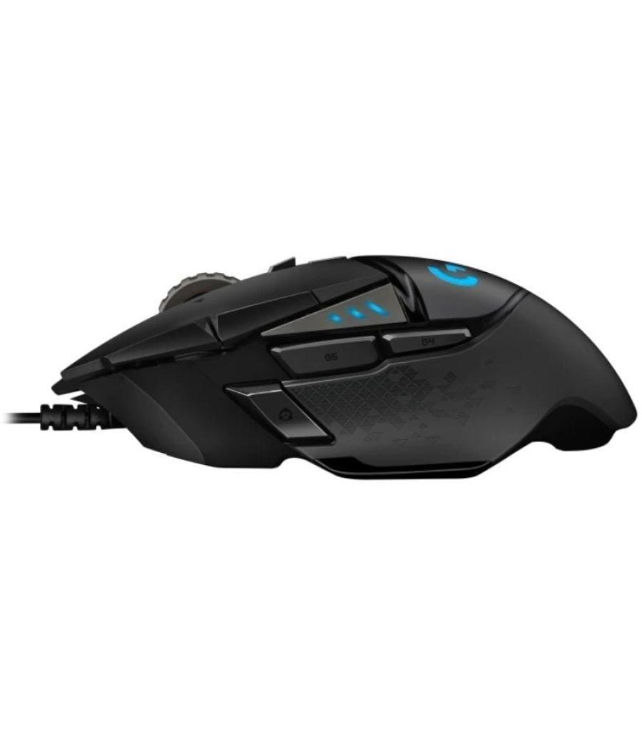 Ratón gaming logitech g502 hero/ hasta 25600 dpi/ negro