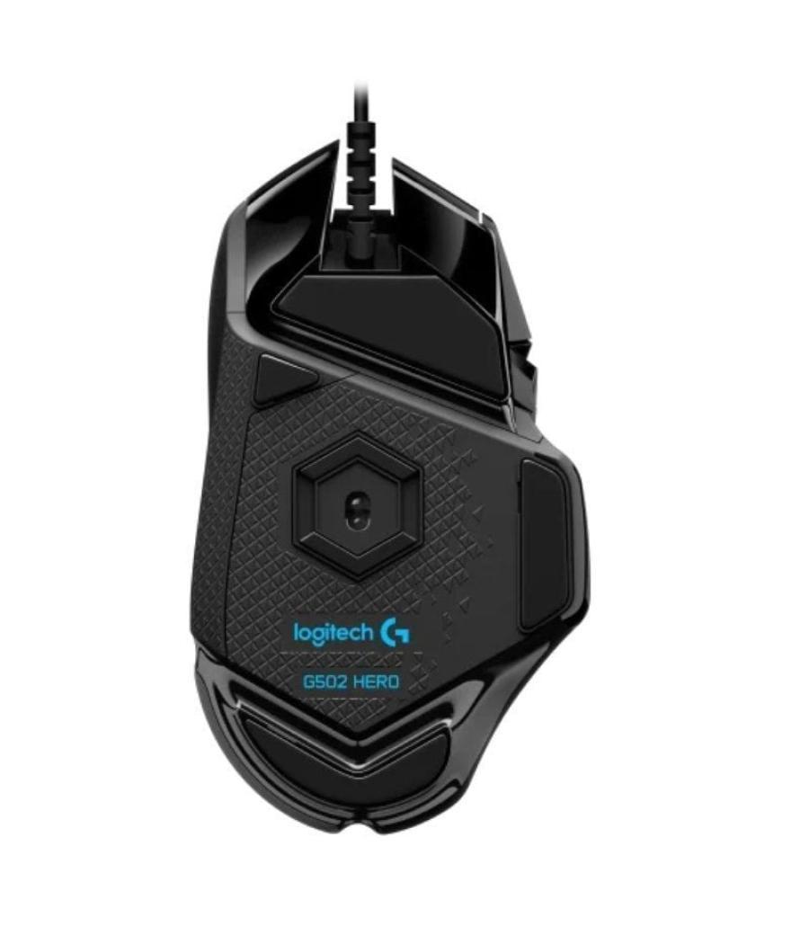 Ratón gaming logitech g502 hero/ hasta 25600 dpi/ negro