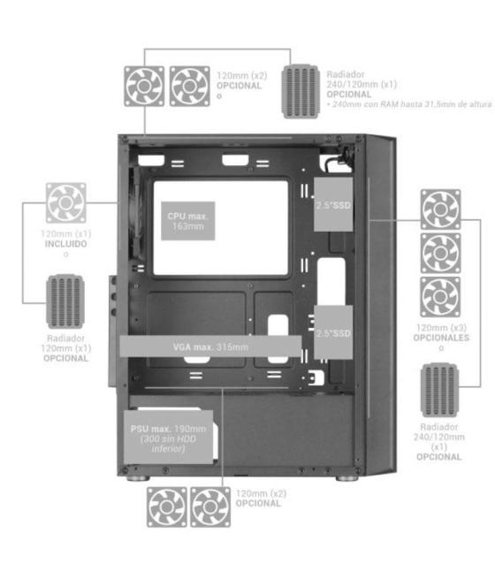 Caja gaming semitorre mars gaming mc-ipro/ negra