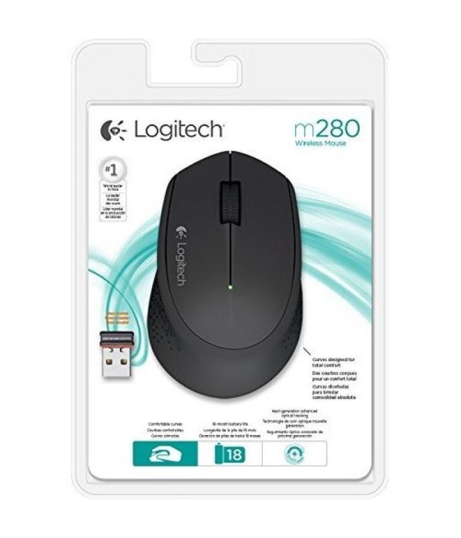 Ratón ergonómico inalámbrico logitech m280/ hasta 1000 dpi