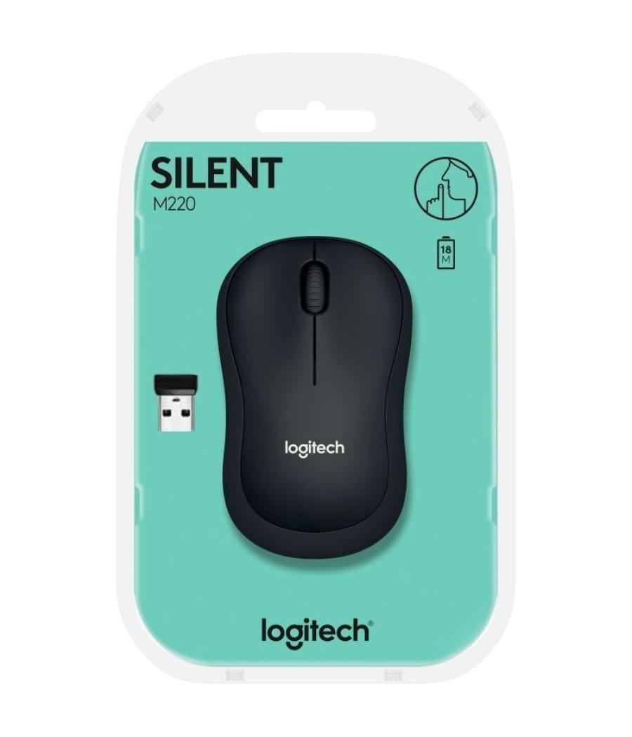 Ratón inalámbrico logitech silent m220/ hasta 1000 dpi/ gris marengo