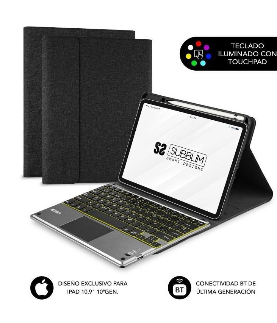 Funda con teclado subblim keytab pro bt para tablet ipad 10.9' 10a gen/ negra