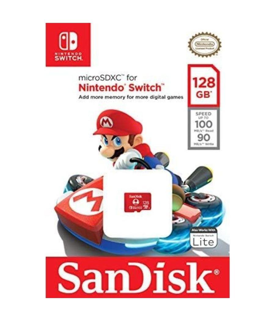 Tarjeta de memoria sandisk nintendo switch 128gb microsd xc uhs-i/ clase 10/ 100mbs