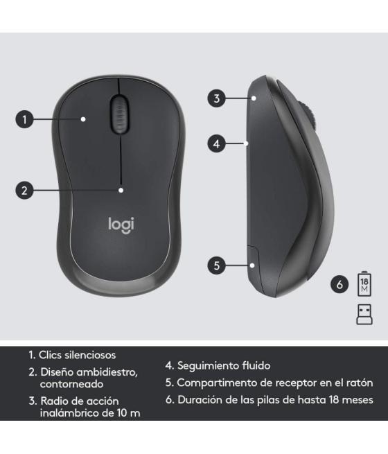 Teclado y ratón inalámbricos logitech silent touch mk295/ grafito