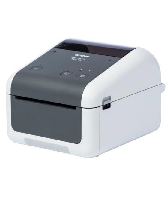 Impresora de etiquetas y tickets brother td-4210d/ térmica directa/ ancho etiqueta 118mm/ usb-rs-232c/ blanca y negra