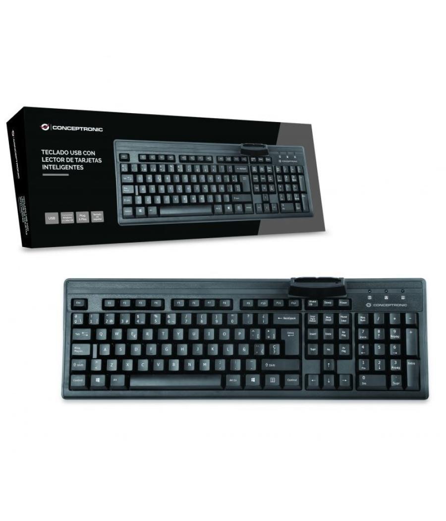 Teclado usb con lector dni conceptronic compatible dni 3.0 y tarjeta sanitaria