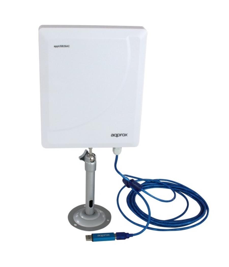 Wifi usb 600mb dua band approx formato antena exterior 26dbi + 2w de alta ganancia chip realtek 8811au cable 5m. permite auditor