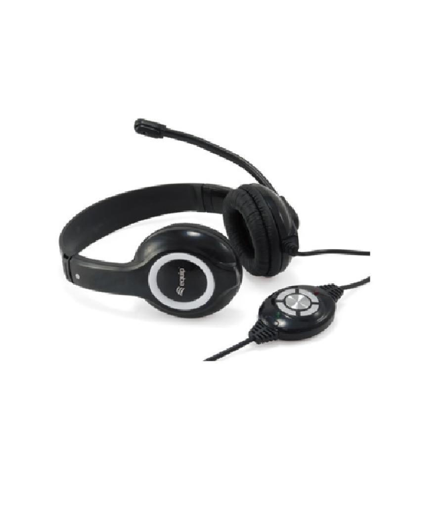 Headset usb equip life microfono flexible control de volumen color negro / blanco promo