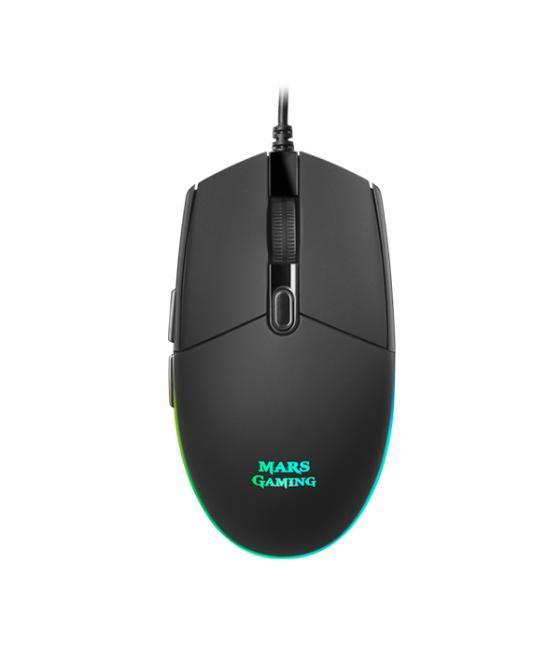 Mouse mars gaming rgb mmg black 3200dpi 6 botones iluminacion flow switches huano