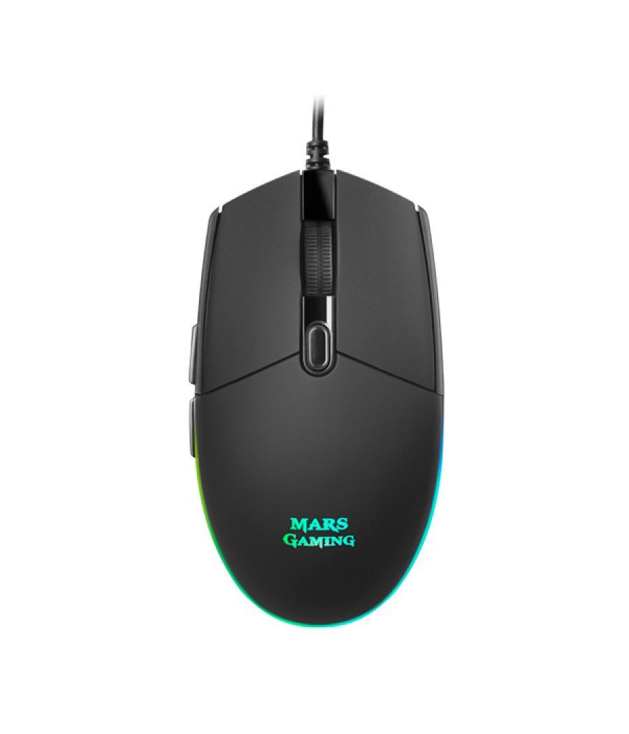 Mouse mars gaming rgb mmg black 3200dpi 6 botones iluminacion flow switches huano
