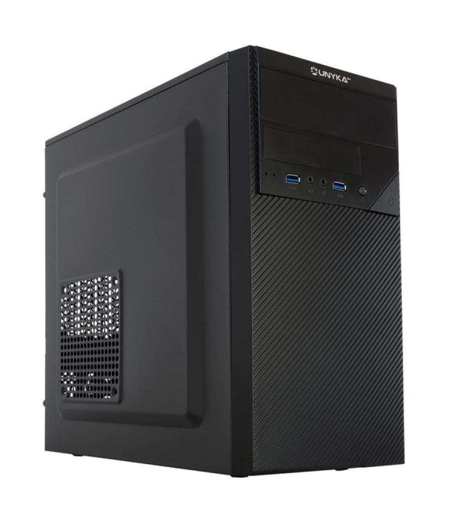 Caja micro atx unykach aero c20 color negro 1 bahias de 5.25 usb3.0 y 2.0 con fuente de 500w indicada para reparaciones y substi