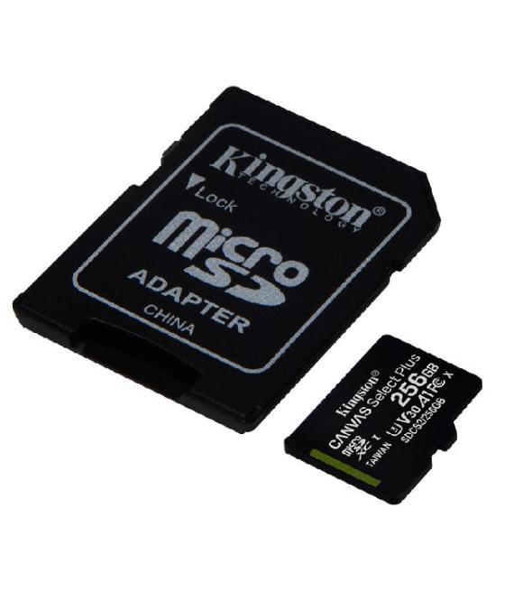Memoria sd micro 256gb kingston clase 10 + adaptador canvas select plus 100mb/s sdcs2/256gb
