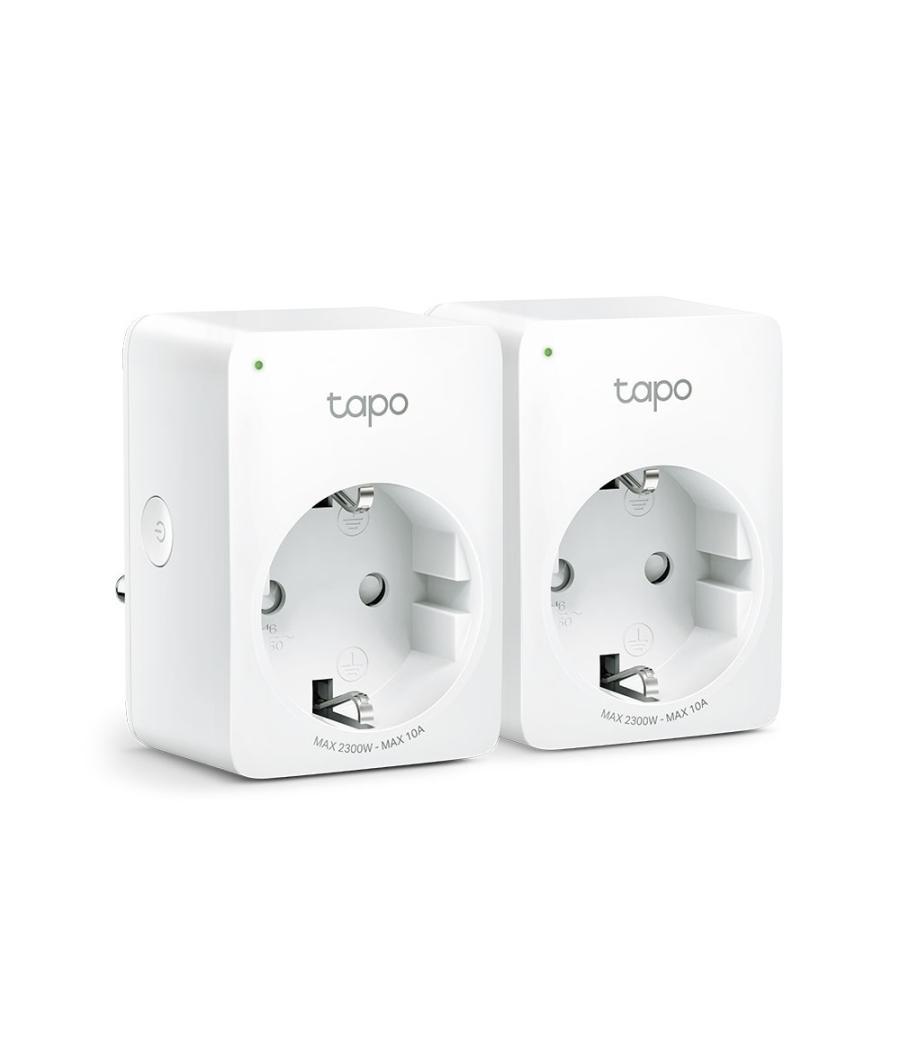 Enchufe inteligente wifi tp-link tapo p100 pack 2u 2.4ghz configuracion horarios y fechas , modo ausente, diseño compacto