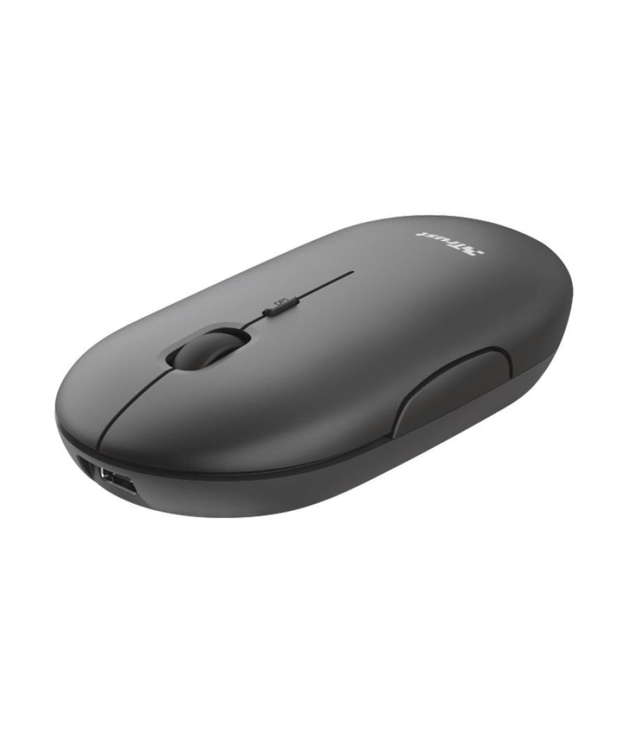 Mouse trust wireless puck recargable- ultrafino - botones silenciosos- 800/1200/1600dpi - receptor micro usb color negro 24059