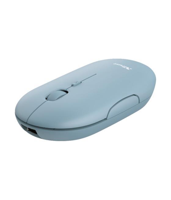 Mouse trust wireless puck recargable- ultrafino - botones silenciosos- 800/1200/1600dpi - receptor micro usb color azul 24126